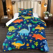 Conjunto de edredom Kossmjx Cartoon Dinosaur Dark Blue Twin Size Conjunto de edredom Kossmjx Cartoon Dinosaur Dark Blue Twin Size