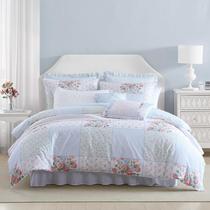 Conjunto de edredom Laura Ashley Twin Coquette Hope Patchwork Blue