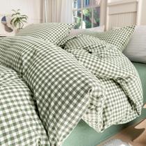Conjunto de edredom LifeTB Green Gingham tamanho completo com 2 fronhas Conjunto de edredom LifeTB Green Gingham tamanho completo com 2 fronhas