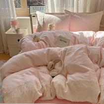 Conjunto de edredom LifeTB Pink Gingham em tamanho real com 2 fronhas Conjunto de edredom LifeTB Pink Gingham em tamanho real com 2 fronhas
