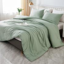 Conjunto de edredom Litanika California King Sage Green 3 peças Conjunto de edredom Litanika California King Sage Green 3 peças