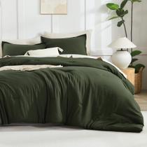 Conjunto de edredom Litanika Dark Olive Green King 3 peças Conjunto de edredom Litanika Dark Olive Green King 3 peças