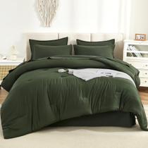 Conjunto de edredom Litanika Dark Olive Green King Size 7 peças Conjunto de edredom Litanika Dark Olive Green King Size 7 peças