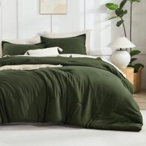 Conjunto de edredom Litanika Dark Olive Green Queen 3 peças Conjunto de edredom Litanika Dark Olive Green Queen 3 peças