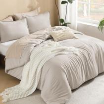 Conjunto de edredom Litanika Linen Grey King Size 3 peças Conjunto de edredom Litanika Linen Grey King Size 3 peças
