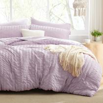 Conjunto de edredom Love's Cabin Seersucker Lavender Twin XL de 5 peças