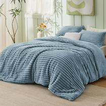 Conjunto de edredom macio Bedsure King Size, azul mineral, 3 peças