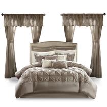 Conjunto de edredom Madison Park Essentials Faux Silk Taupe King