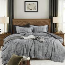 Conjunto de edredom Mairêve Charcoal Grey Queen com 7 peças Conjunto de edredom Mairêve Charcoal Grey Queen com 7 peças