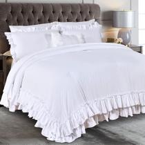 Conjunto de edredom Masaca White Ruffled Shabby King para toda a temporada