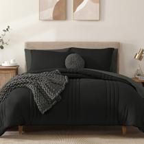 Conjunto de edredom Monbix California King Size 7 peças preto