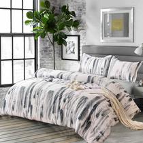Conjunto de edredom Nanko Art Grey White Queen com 2 fronhas