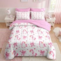 Conjunto de edredom Nesker Bow Queen Size, 7 peças, cama em uma bolsa
