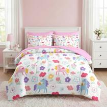 Conjunto de edredom Nesker Unicorn Twin Size com 5 peças para meninas