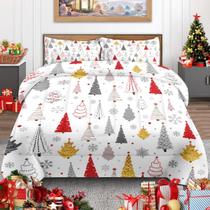 Conjunto de edredom Nesphy Christmas Tree Santa Woodland King