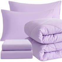 Conjunto de edredom NTBAY Twin com lençóis, 5 peças, roxo claro Conjunto de edredom NTBAY Twin com lençóis, 5 peças, roxo claro
