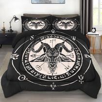 Conjunto de edredom Pamnest Baphomet Vintage Twin Size Black Gold Conjunto de edredom Pamnest Baphomet Vintage Twin Size Black Gold
