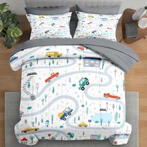 Conjunto de edredom Pamnest Cute Car City Bedding Queen Size 7 unidades Conjunto de edredom Pamnest Cute Car City Bedding Queen Size 7 unidades