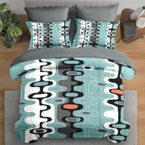 Conjunto de edredom Pamnest em tamanho real, listras retrô de meados do século Conjunto de edredom Pamnest em tamanho real, listras retrô de meados do século