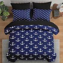 Conjunto de edredom Pamnest Nautical Navy Blue Sea, tamanho completo, 7 unidades Conjunto de edredom Pamnest Nautical Navy Blue Sea, tamanho completo, 7 unidades