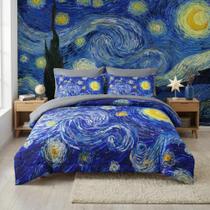 Conjunto de Edredom Pamnest Queen 7 Peças Azul Noite Estrelada