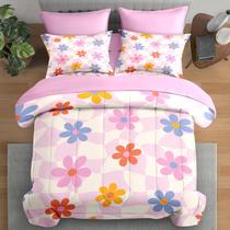 Conjunto de edredom Pamnest Retro Daisy Pink tamanho completo, 7 unidades Conjunto de edredom Pamnest Retro Daisy Pink tamanho completo, 7 unidades