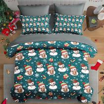 Conjunto de edredom Pamnest Snow Green Christmas Twin, tamanho duplo, 5 unidades Conjunto de edredom Pamnest Snow Green Christmas Twin, tamanho duplo, 5 unidades