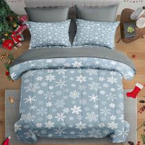 Conjunto de edredom Pamnest Snowflakes Blue Snow Twin, tamanho duplo, 5 unidades Conjunto de edredom Pamnest Snowflakes Blue Snow Twin, tamanho duplo, 5 unidades