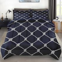 Conjunto de Edredom Pamnest Solteiro Náutico Azul Marinho 2 Peças