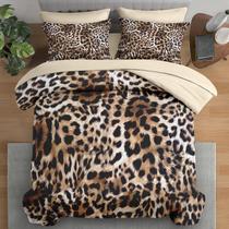 Conjunto de Edredom Pamnest Tamanho Casal Estampa Leopardo 7 Peças