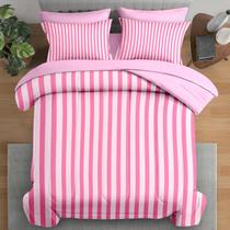 Conjunto de edredom Pamnest Twin Size Listrado Rosa Retrô, 5 unidades