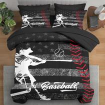 Conjunto de edredom Panest Baseball American Flag em tamanho real Conjunto de edredom Panest Baseball American Flag em tamanho real
