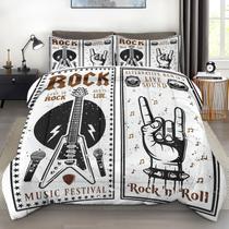 Conjunto de edredom para guitarra Rock Roll Pamnest Twin Size, 2 peças Conjunto de edredom para guitarra Rock Roll Pamnest Twin Size, 2 peças