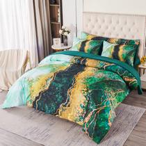 Conjunto de edredom PERFEMET Green Marble Pattern King Size 6 unidades Conjunto de edredom PERFEMET Green Marble Pattern King Size 6 unidades
