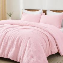 Conjunto de edredom PHF Ultra Soft Waffle Weave Queen Size rosa Conjunto de edredom PHF Ultra Soft Waffle Weave Queen Size rosa