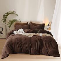 Conjunto de edredom Pureant Dark Brown Queen Size Cotton