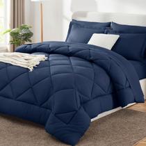 Conjunto de edredom Queen Bed in a Bag CozyLux, azul marinho, 7 peças