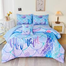 Conjunto de edredom RYNGHIPY Mermaid Fish Scale, tamanho duplo, 6 peças Conjunto de edredom RYNGHIPY Mermaid Fish Scale, tamanho duplo, 6 peças