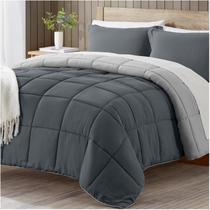 Conjunto de edredom satisomnia Twin XL cinza reversível de 2 peças
