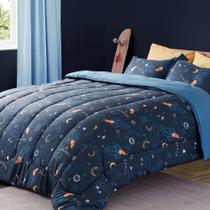 Conjunto de Edredom SLEEP ZONE Kids - Tamanho Queen/King - Tema Foguete Espacial