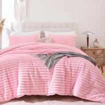 Conjunto de edredom Smoofy Fluffy King Size Pink Fleece, 3 peças