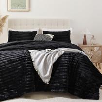Conjunto de edredom Smoofy Fluffy Queen Black Fleece, 3 peças Conjunto de edredom Smoofy Fluffy Queen Black Fleece, 3 peças