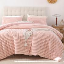 Conjunto de edredom Smoofy Fluffy Twin Blush Pink Fleece, 2 peças