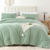 Conjunto de edredom Smoofy Fluffy Twin Sage Green Fleece, 2 peças