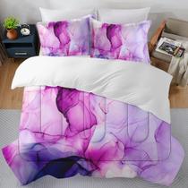 Conjunto de edredom SUMIANYH Queen Size com 2 fronhas roxas