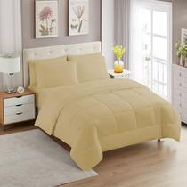 Conjunto de edredom Sweet Home Collection Camel Twin Size 5 peças