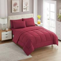 Conjunto de edredom Sweet Home Collection de 7 peças Burgundy Twin