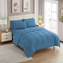 Conjunto de Edredom Sweet Home Collection Denim Twin - 5 Peças