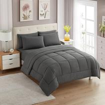 Conjunto de edredom Sweet Home Collection Grey Twin, 5 peças