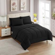 Conjunto de edredom Sweet Home Collection King Size preto de 7 peças